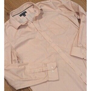 Banana Republic Orange & White Striped Classic Fit No Iron Button Up Shirt...